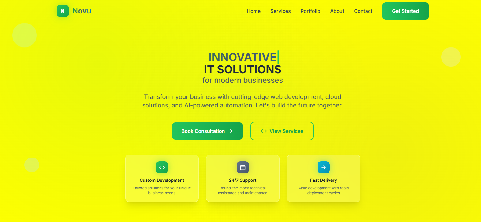Novu Solutions website